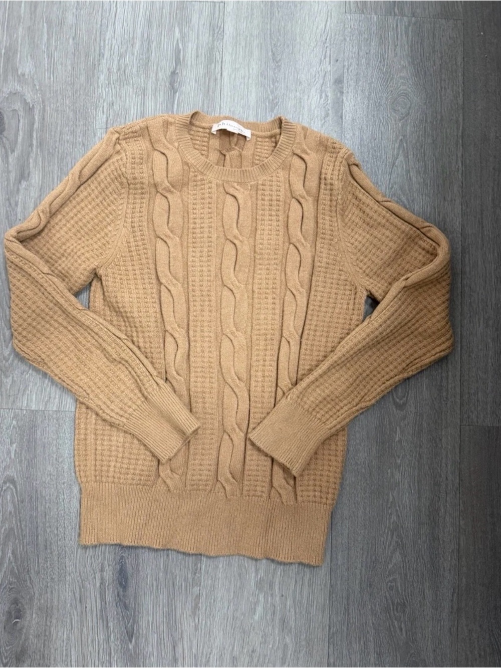 Philosophy Camel Cable Knit Crewneck Sweater